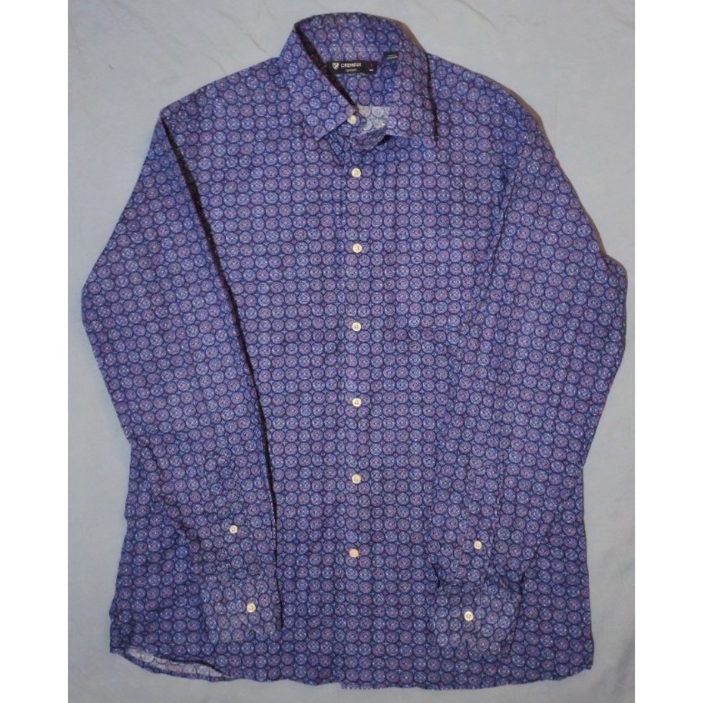 Daniel‎ Cremieux Classics Linen Blend Geometric Button Down L/S Mens Medium
